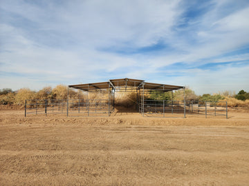 Mare Motel with (4) 12x24 Stalls and 10ft Breezeway 4-Rail