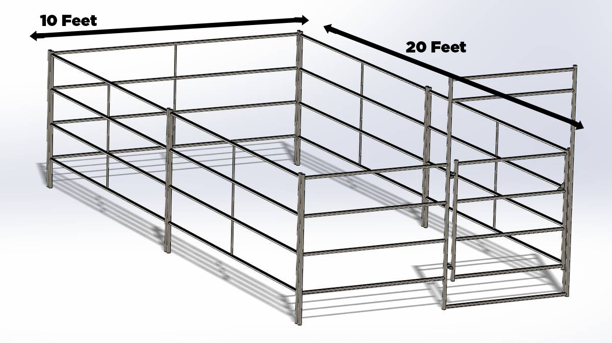 Three 10 Ft X 20 Ft Side by Side Stall Kit (4 Rail)