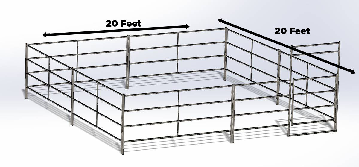 Four 20 Ft X 20 Ft Side by Side Stall Kit (4 Rail) - 0