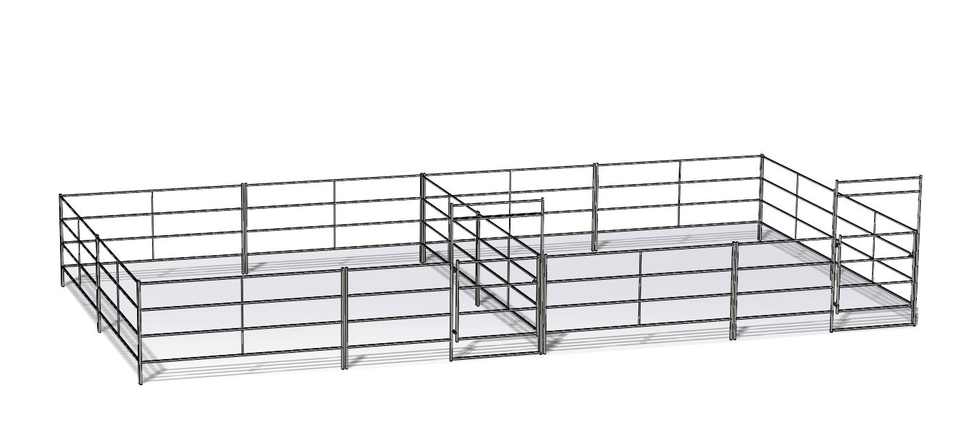 Buy bare-metal Two 20 Ft X 20 Ft Side by Side Stall Kit (5 Rail)