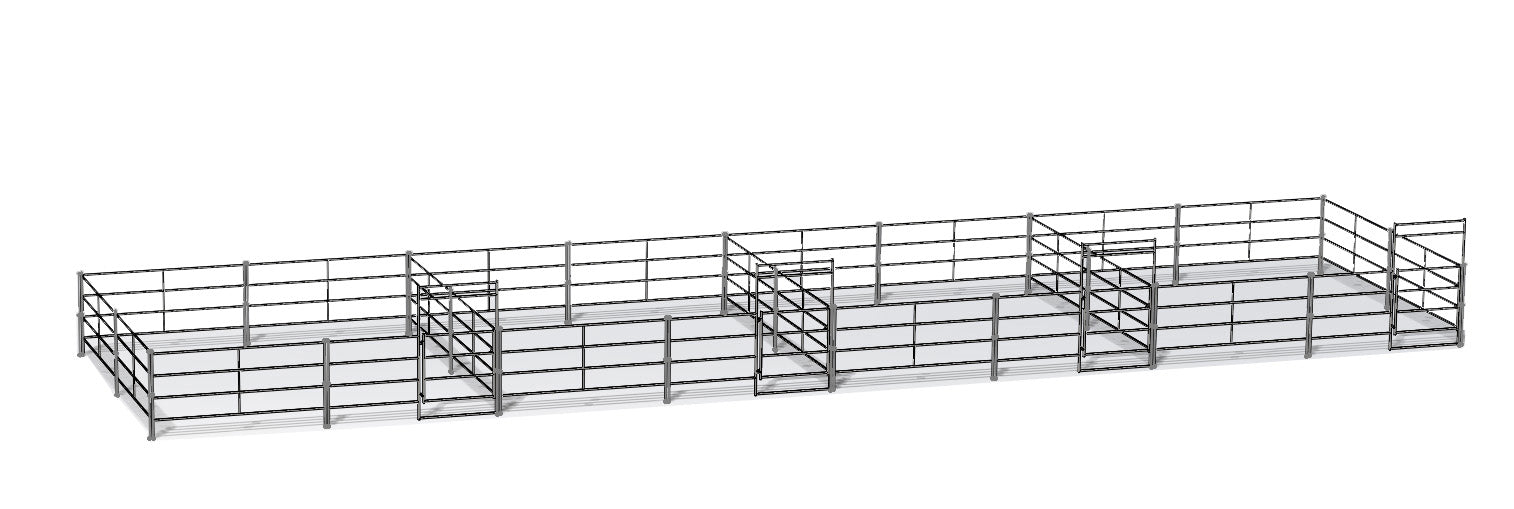 Four 20 Ft X 20 Ft Side by Side Stall Kit (4 Rail)