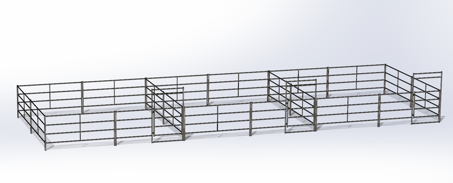 Three 20 Ft X 20 Ft Side by Side Stall Kit (4 Rail)