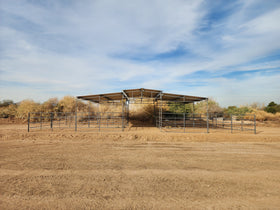 Mare Motel with (4) 12x24 Stalls and 10ft Breezeway 4-Rail