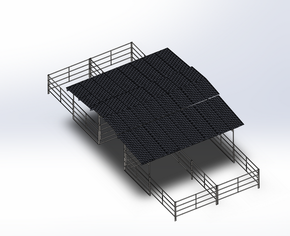 Mare Motel with (4) 12x24 Stalls and 10ft Breezeway 4-Rail