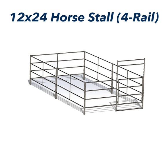 12x24 Horse Stall Kit (4-Rail)