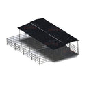 Mare Motel Shed Row with (4) 12x24 Stalls and 10ft Breezeway 4-Rail-1