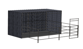 Enclosed 24x24 Stall with 12x24 Shelter (5 Rail)